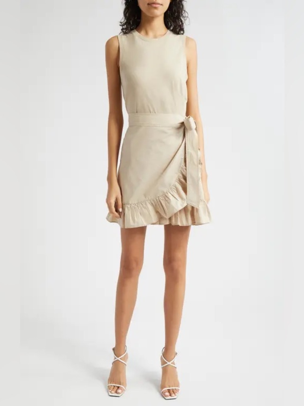 Cinq à Sept Mahlia Tie Belt Sheath Dress Khaki Size L